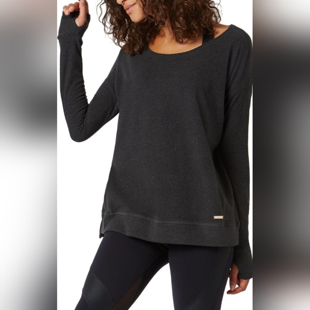 Sweaty Betty Luxe Simhasana Sweatshirt Black Marl Size Large